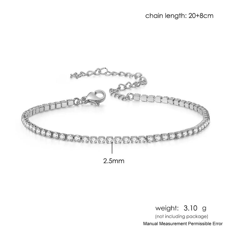 Zircon Tennis Anklet Bracelet for Women