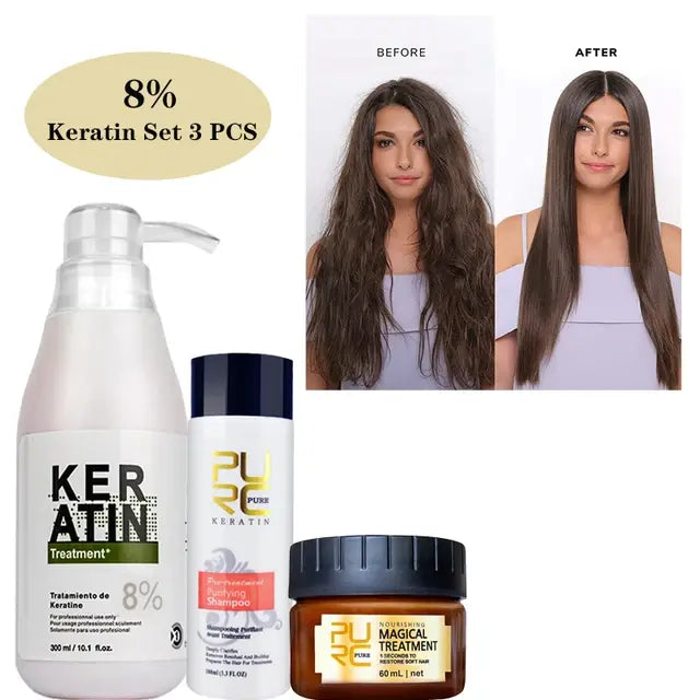 PURC Professional Keratin Hair Treatment Set Brazilian Hair Straightening cream