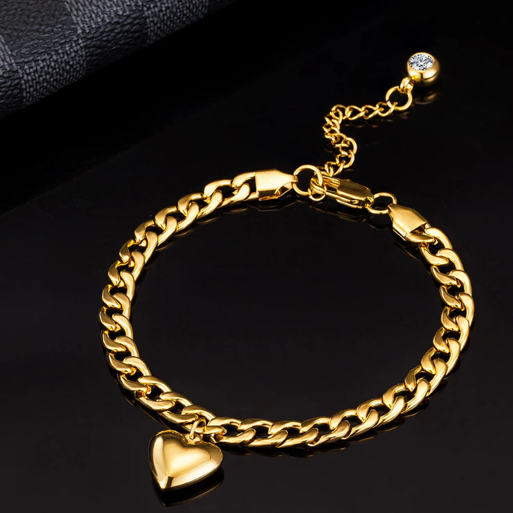 Anklet For Women Gold Color Stainless Steel Cuban Link