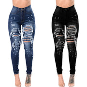 Fashionable High Waist Distressed Jeans