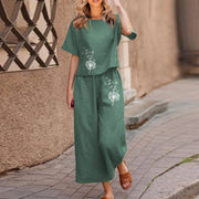 Cotton Linen Two Piece Suit For Women Fashion Ladies