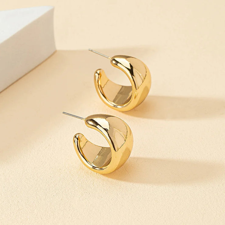 New Gold Color Round Chunky Earrings for Women.