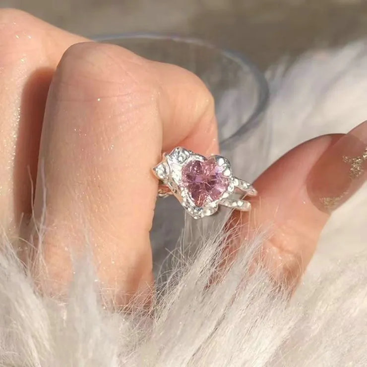 Sparkling Pink Zircon Bride Rings