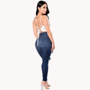Fashionable High Waist Distressed Jeans