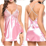 Women's Lace Satin Nightdress  Sleepwear Set Babydoll