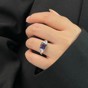 Fashion Shiny Purple Rhinestone Opening Couple Rings for Women