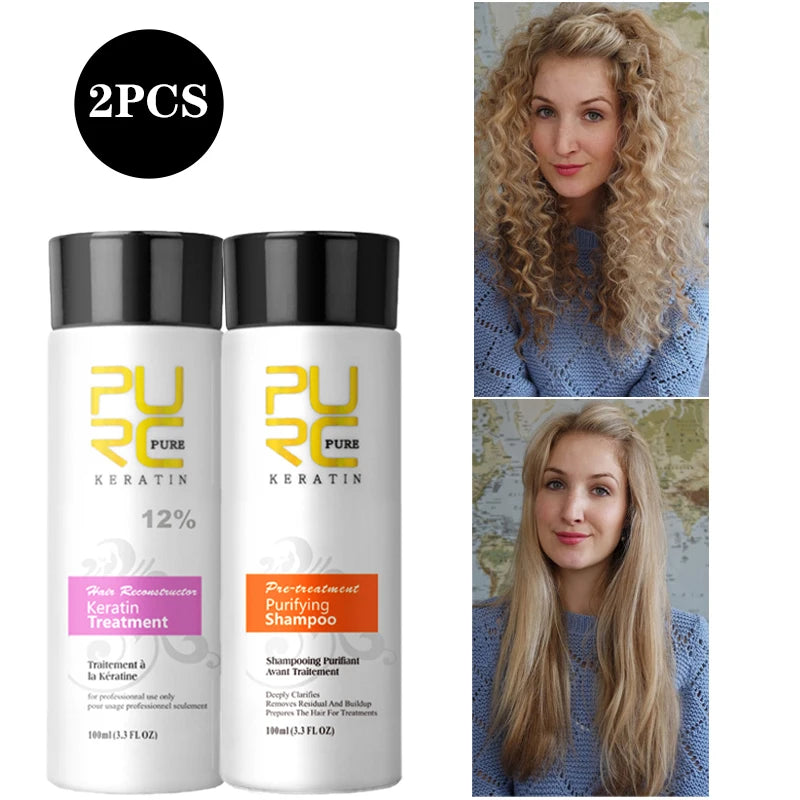 PURC Professional Keratin Hair Treatment Set Brazilian Hair Straightening cream
