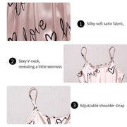 Satin Silk Pajamas Sets Letter Print Cami Vest Shirt With Trouser