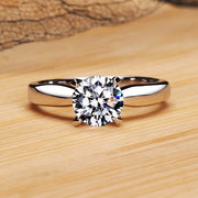 With Credentials Never Fade 18K White Gold Color Rings Round 2.0ct Zircon Diamant