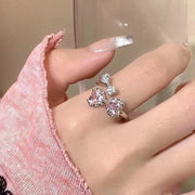 Sparkling Pink Zircon Bride Rings