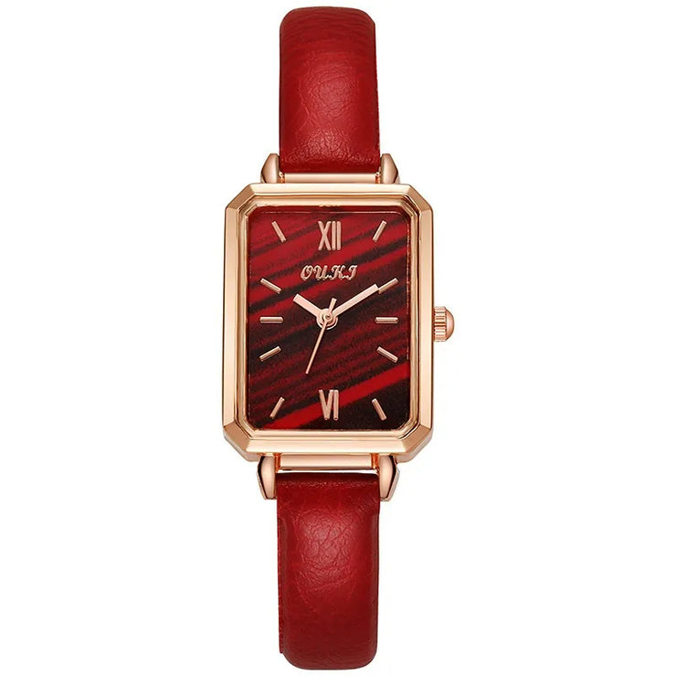 Vintage Square leather strap Watch